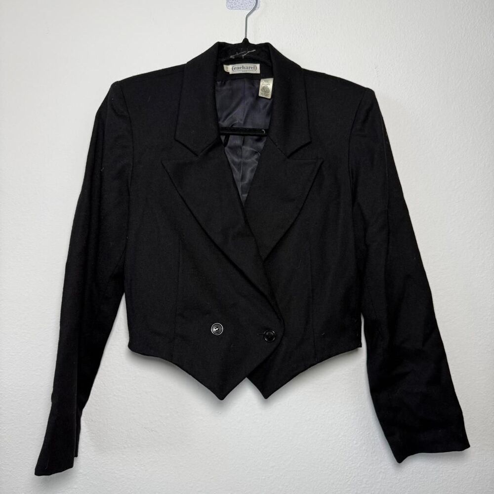 Cacharel Paris Cropped Black Wool Blazer D21